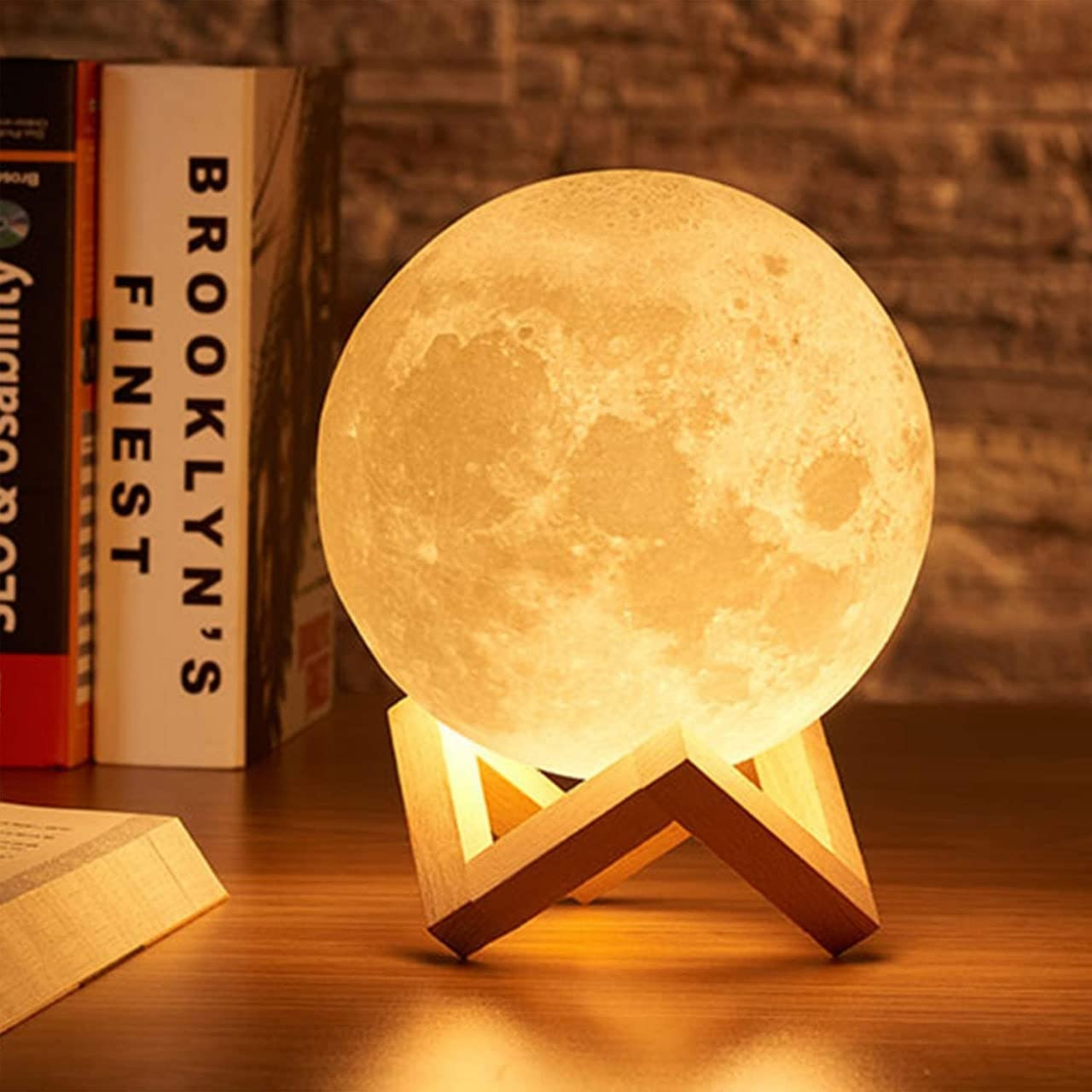 7 Color Changeable 3D Moon Lamp @ ₹ 399 with Stand for Bedroom Lights, Night Rechargeable Lamp 15 cm