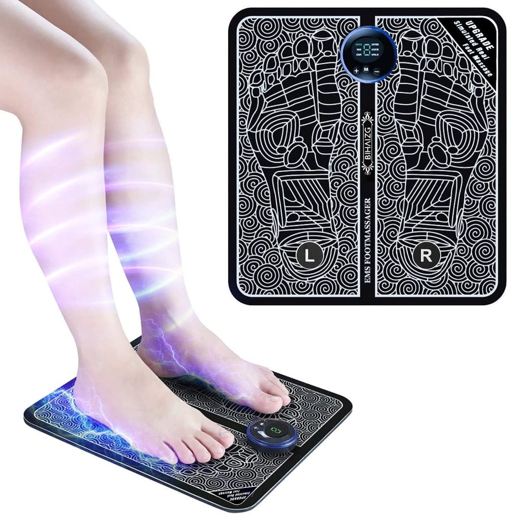 EMS Foot Massager Pad @ ₹ 249 Massager Machine, Rechargeable, portable, and foldable design. 8 modes, 19 intensity levels for ultimate pain relief Foot Massager