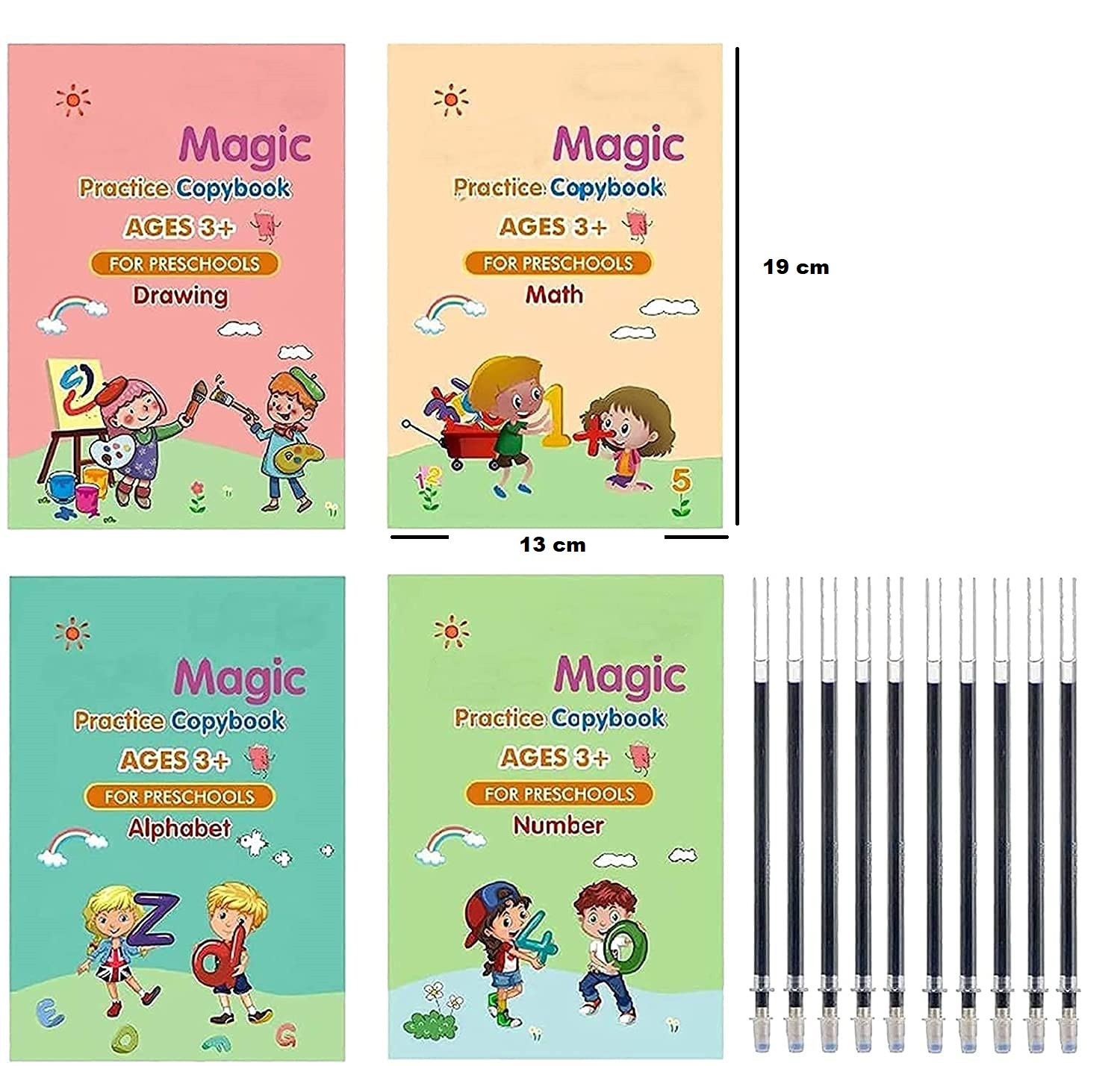 only Rs 120 @ 4 pcs Magic Practice Copybook & 10 refill for kids handwriting English reusable magical tracing book letter writing set