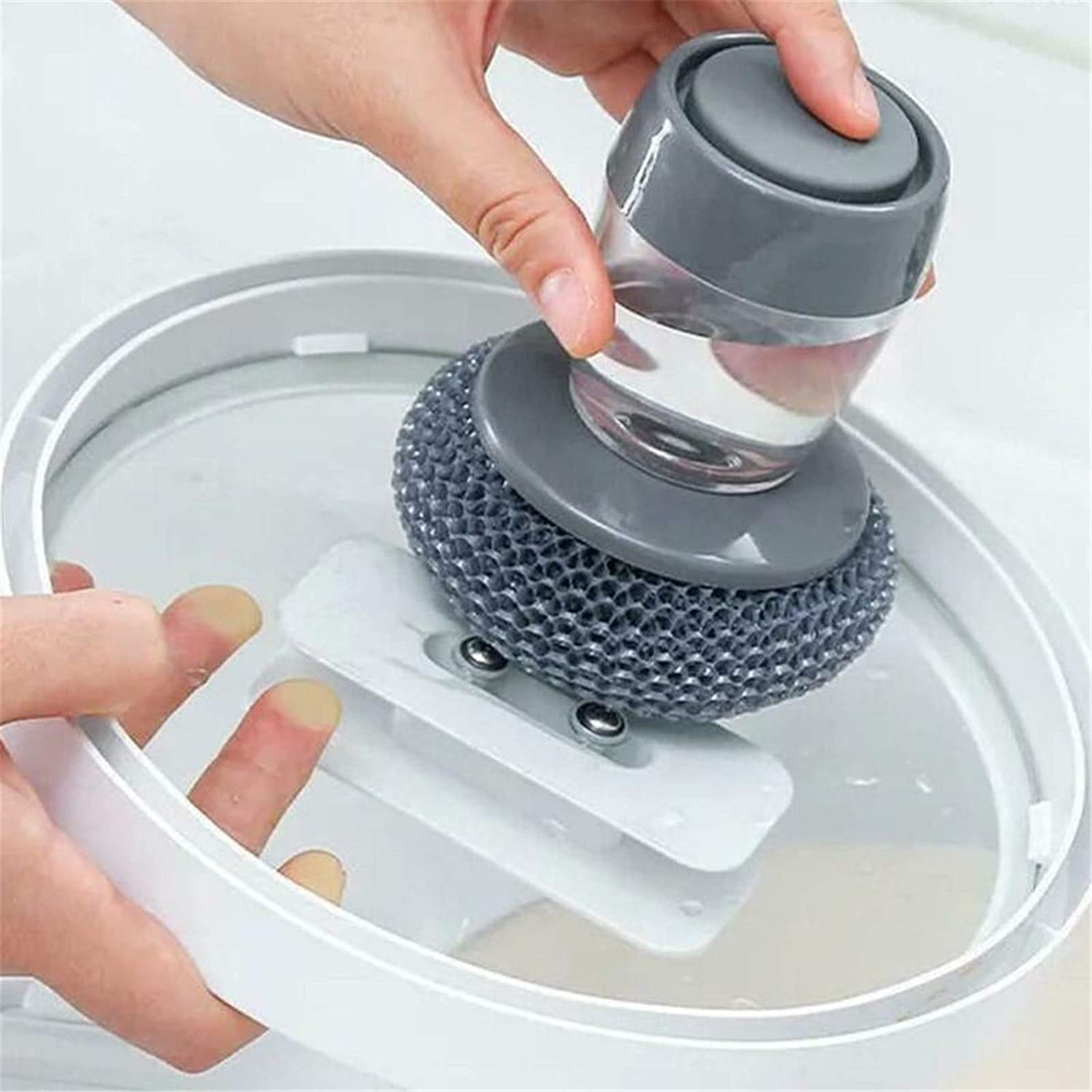 Soap Dispensing Palm Brush @ ₹ 149 Multifunctional Cleaning Brush with Push Button Kitchen Cleaning Tool Household